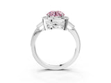 White gold Fancy Pink Round  Halo Round Diamond Milgrain Pave Engagement Ring_30
