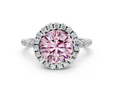White gold Fancy Pink Round  Halo Round Diamond Pavé Band Four-Prong Ring_3