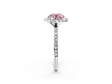 White gold Fancy Pink Round  Halo Round Diamond Pavé Band Four-Prong Ring_5