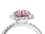 White gold Fancy Pink Round  Halo Round Diamond Pavé Band Four-Prong Ring_7