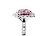 White gold Fancy Pink Round  Halo Round Diamond Pavé Band Four-Prong Ring_8