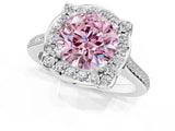 White gold Fancy Pink Round  Halo Round Diamond Pave Band with Four-Prong Setting_51
