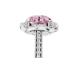 White gold Fancy Pink Round  Halo Round Diamond Pave Band with Four-Prong Setting_55