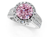 White gold Fancy Pink Round  Halo Round Diamond Pave Band with Prong Setting 3