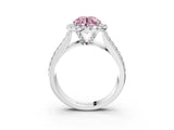 White gold Fancy Pink Round  Halo Round Diamond Pave Band with Prong Setting 5