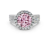 White gold Fancy Pink Round  Halo Round Diamond Pave Band with Prong Setting_12