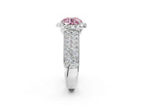 White gold Fancy Pink Round  Halo Round Diamond Pave Band with Prong Setting_14