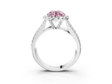 White gold Fancy Pink Round  Halo Round Diamond Pave Band with Prong Setting_15