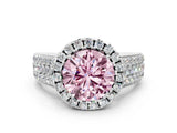 White gold Fancy Pink Round  Halo Round Diamond Pave Band with Prong Setting_24