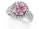 White gold Fancy Pink Round  Halo Round Diamond Pave Band with Prong Setting_25