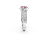 White gold Fancy Pink Round  Halo Round Diamond Pave Band with Prong Setting_26