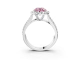 White gold Fancy Pink Round  Halo Round Diamond Pave Band with Prong Setting_27