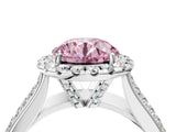 White gold Fancy Pink Round  Halo Round Diamond Pave Band with Prong Setting_28