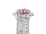 White gold Fancy Pink Round  Halo Round Diamond Pave Band with Prong Setting_29