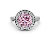 White gold Fancy Pink Round  Halo Solitaire Diamond Ring with Pave Band and Bezel Setting_29