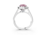 White gold Fancy Pink Round  Halo Solitaire Diamond Ring with Pave Band and Bezel Setting_32