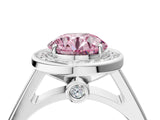 White gold Fancy Pink Round  Halo Solitaire Diamond Ring with Pave Band and Bezel Setting_33