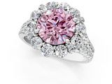 White gold Fancy Pink Round  Halo Split Shank Diamond Engagement Ring with Pave Band and Four-Prong Setting_1