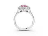 White gold Fancy Pink Round  Halo Split Shank Diamond Engagement Ring with Pave Band and Four-Prong Setting_3