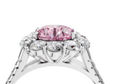 White gold Fancy Pink Round  Halo Split Shank Diamond Engagement Ring with Pave Band and Four-Prong Setting_4