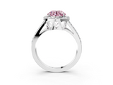 White gold Fancy Pink Round  Halo Split Shank Diamond Ring with Four-Prong Setting_3
