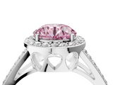White gold Fancy Pink Round  Halo Split Shank Diamond Ring with Four-Prong Setting_4