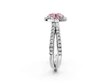 White gold Fancy Pink Round  Halo Split Shank Diamond Ring with Pavé Setting_39