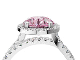 White gold Fancy Pink Round  Halo Split Shank Diamond Ring with Pavé Setting_41