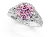 White gold Fancy Pink Round  Halo Split Shank Diamond Ring with Prong Setting_1
