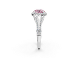 White gold Fancy Pink Round  Halo Split Shank Diamond Ring with Prong Setting_2