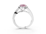 White gold Fancy Pink Round  Halo Split Shank Diamond Ring with Prong Setting_3