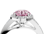 White gold Fancy Pink Round  Halo Split Shank Diamond Ring with Prong Setting_4