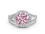 White gold Fancy Pink Round  Halo Split Shank Pave Diamond Ring with Four-Prong Setting_29