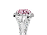 White gold Fancy Pink Round  Halo Split Shank Pave Diamond Ring with Four-Prong Setting_34