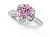 White gold Fancy Pink Round  Halo Split Shank Pave Diamond Ring with Petal Prong Setting_33