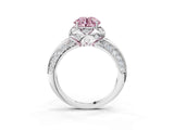 White gold Fancy Pink Round  Halo Split Shank Pave Diamond Ring with Petal Prong Setting_35