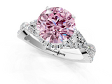 White gold Fancy Pink Round  Halo Twist Band Solitaire Prong Setting Ring_1
