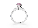 White gold Fancy Pink Round  Halo Twist Band Solitaire Prong Setting Ring_3