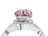 White gold Fancy Pink Round  Halo Twist Band Solitaire Prong Setting Ring_4