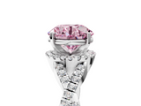 White gold Fancy Pink Round  Halo Twist Band Solitaire Prong Setting Ring_5