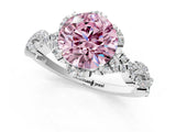 White gold Fancy Pink Round  Halo Twist Band Solitaire Ring with Six-Prong Setting_4