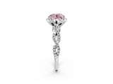 White gold Fancy Pink Round  Halo Twist Band Solitaire Ring with Six-Prong Setting_5