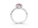 White gold Fancy Pink Round  Halo Twist Band Solitaire Ring with Six-Prong Setting_6