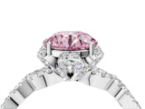 White gold Fancy Pink Round  Halo Twist Band Solitaire Ring with Six-Prong Setting_7