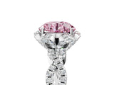 White gold Fancy Pink Round  Halo Twist Band Solitaire Ring with Six-Prong Setting_8