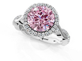 White gold Fancy Pink Round  Halo Twist Band Solitaire Ring_1