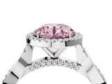 White gold Fancy Pink Round  Halo Twist Band Solitaire Ring_4