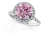 White gold Fancy Pink Round  Halo Twisted Band Four-Prong Diamond Ring_1