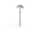 White gold Fancy Pink Round  Halo Twisted Band Four-Prong Diamond Ring_2