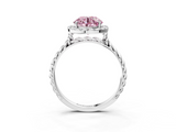 White gold Fancy Pink Round  Halo Twisted Band Four-Prong Diamond Ring_3